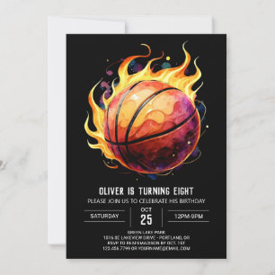 Invitación Boho Net Happy Basketball Birday