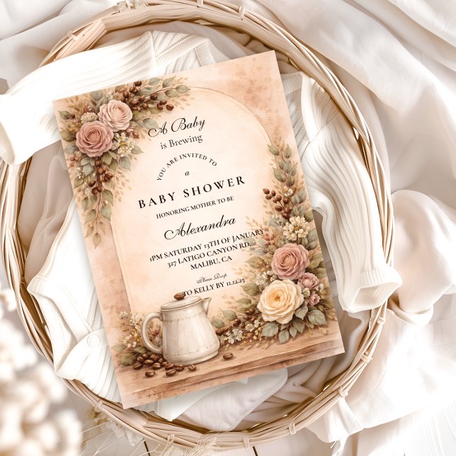 Invitación Boho Neutral A Baby Is Brewing Shower (Subido por el creador)