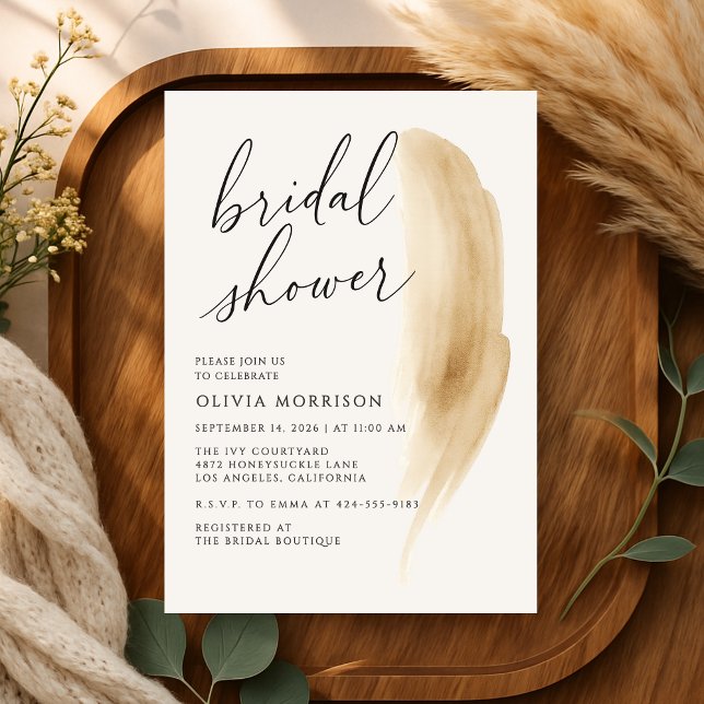 Invitación Boho Neutral Beige Watercolor Bridal Shower (Subido por el creador)
