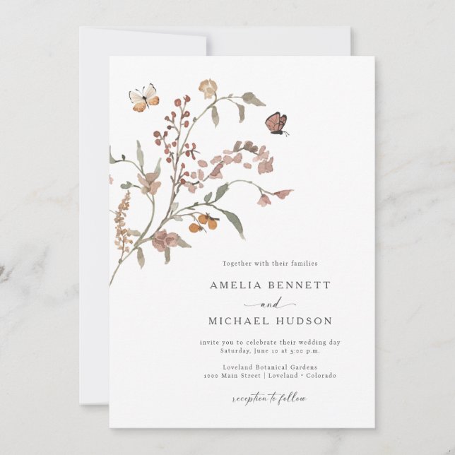 Invitación Boho Neutral Boda (Anverso)