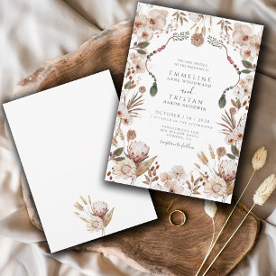 Invitación Boho Neutral Boda botánico