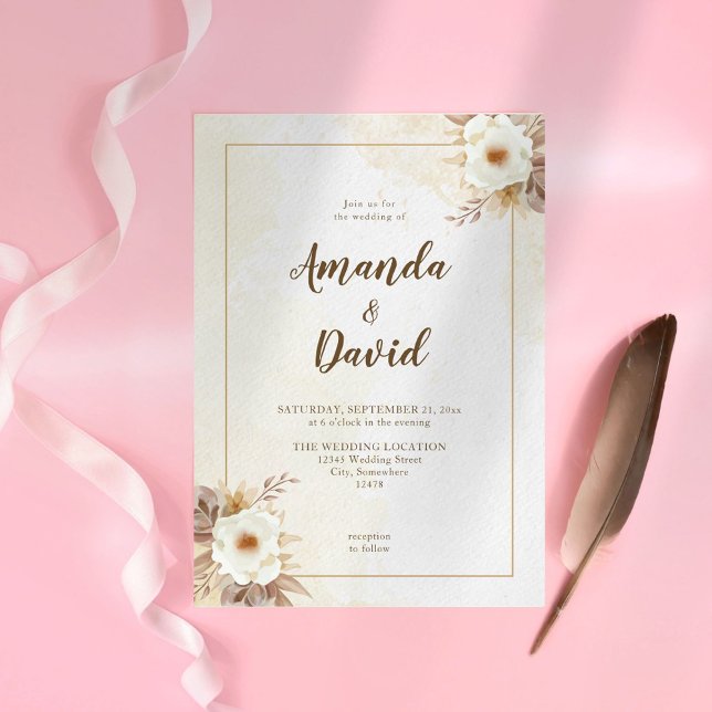 Invitación Boho Neutral Boda Floral (Subido por el creador)
