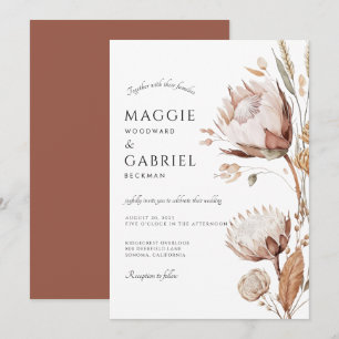 Invitación Boho Neutral Boda Floral