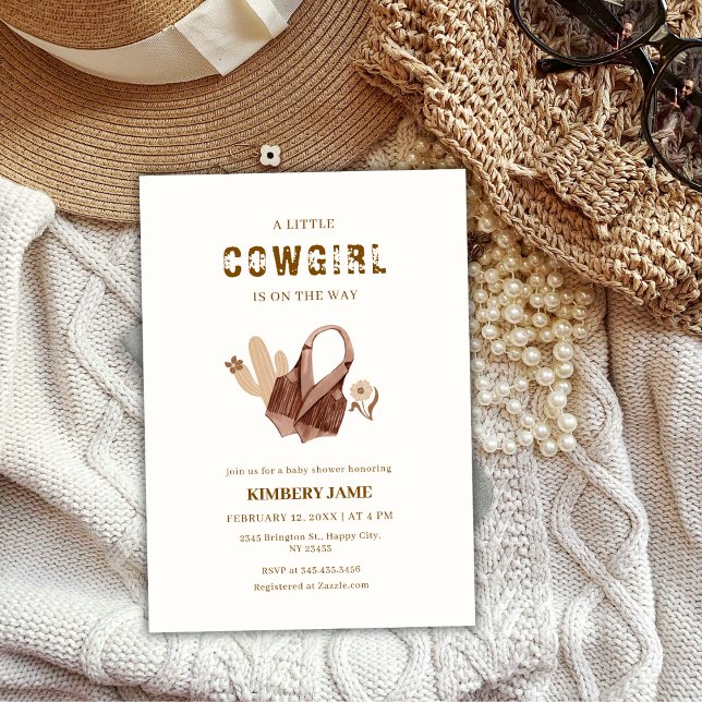 Invitación Boho Neutral Cactus Western Cowgirl Baby Shower (Neutral Boho Western Cactus Cowgirl Baby Shower Invitation)