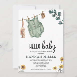 Invitación Boho Neutral de Género   Baby Shower acuarela
