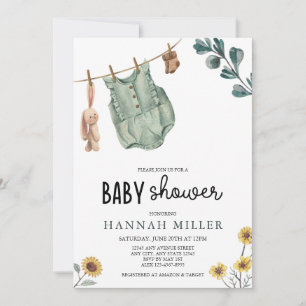 Invitación Boho Neutral de Género   Baby Shower acuarela