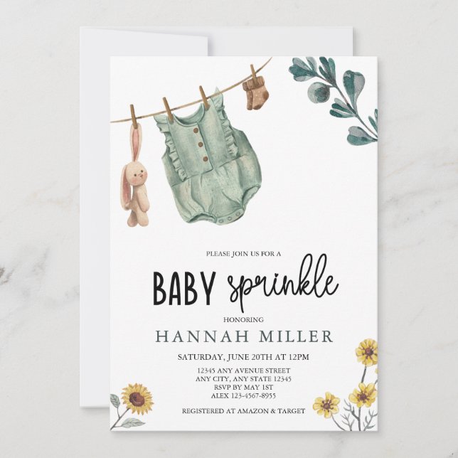 Invitación Boho Neutral de Género | Cumple de Bebé (Anverso)