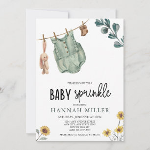 Invitación Boho Neutral de Género   Espoleta de bebé