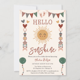Invitación Boho neutral de género Hola Sunshine Baby Shower