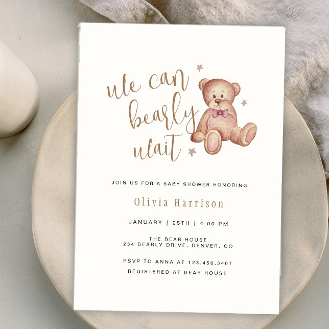 Invitación Boho neutral de género que podemos esperar (Gender Neutral Boho We Can Bearly Wait Invitation)