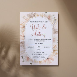 Invitación Boho Neutral Floral Beige moderno