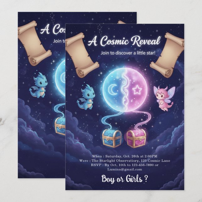 Invitación Boho Neutral Gender Reveal Invitation (Anverso / Reverso)