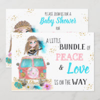 * Boho Neutral Peace & Love Hippie Baby Shower I