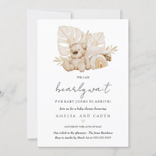 Invitación Boho neutral podemos esperar a Baby Shower