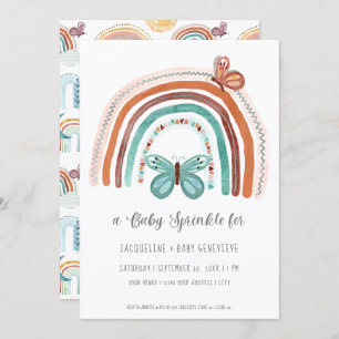 Invitación Boho Neutral Rainbow Terracotta Verde azulada mari