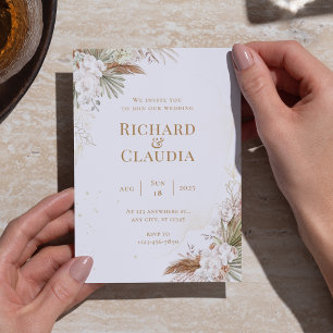 Invitación Boho Neutral Rústico Floral & Elegante Boda
