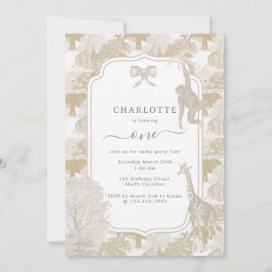 Invitación Boho Neutral Safari Animal Chinoiserie Cumpleaños