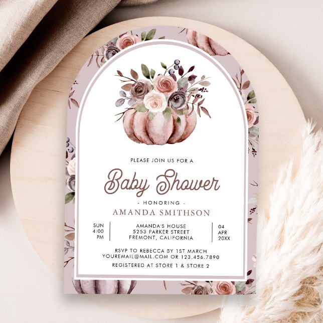 Invitación Boho Neutrkin Calabaza Arco Floral Baby Shower (Subido por el creador)
