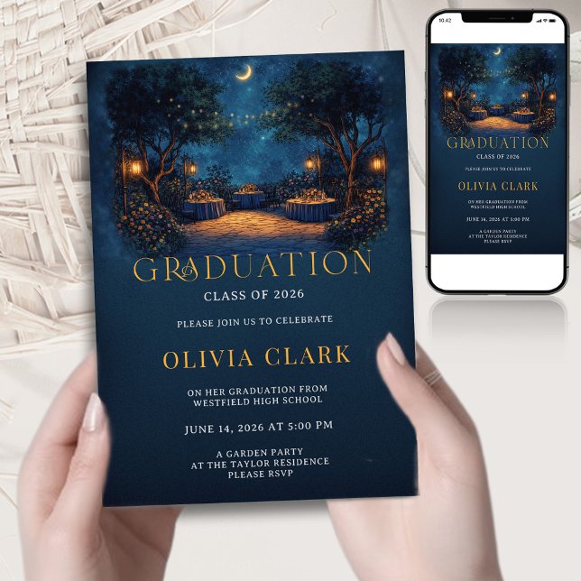 Invitación Boho Night Garden Graduation  Floral Party (Subido por el creador)