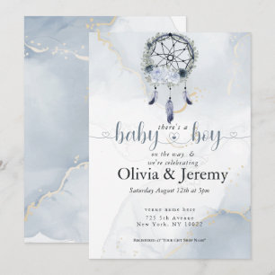 Invitación BOHO Niño Catrinero de Sueños Azul Polvoriento