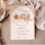Invitación Boho no es ella maravillosa Arco de Cumpleaños<br><div class="desc">Agradable arco iris bohemio y sol 1ª invitación para el arco de cumpleaños.</div>
