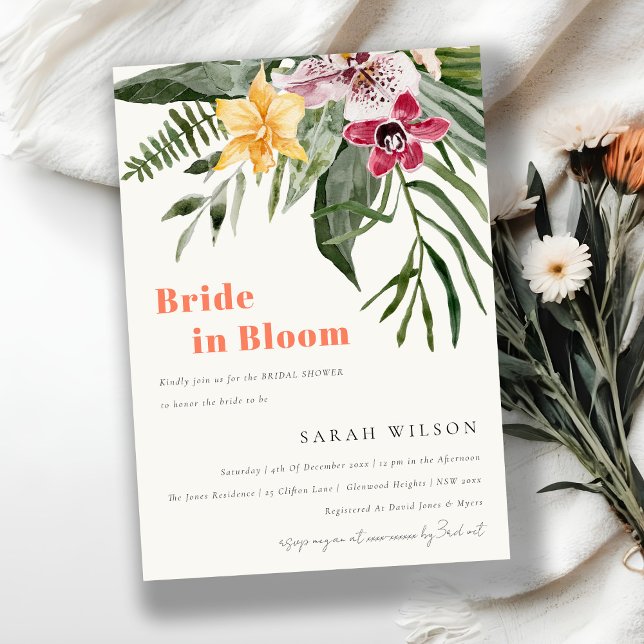 Invitación Boho Novia Floral Tropical En Ducha Bridal En Bloo (Subido por el creador)