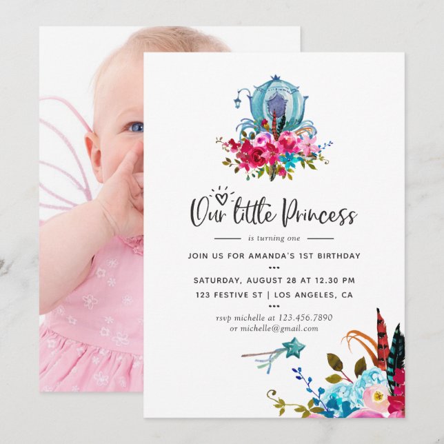 Invitación Boho Nuestra pequeña Princesa Cualquier fiesta de  (Anverso / Reverso)