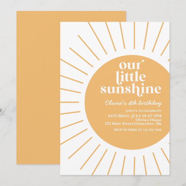 Invitación boho nuestro pequeño cumpleaños de sol (Anverso / Reverso)