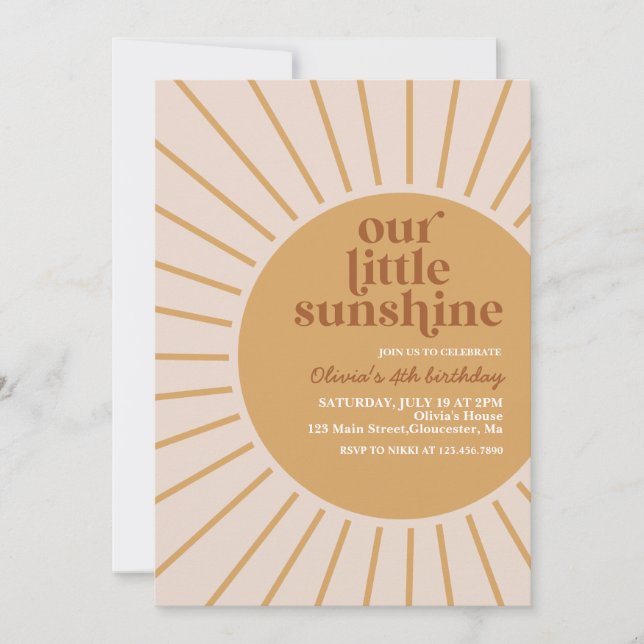 Invitación boho nuestro pequeño cumpleaños soleado (Anverso)