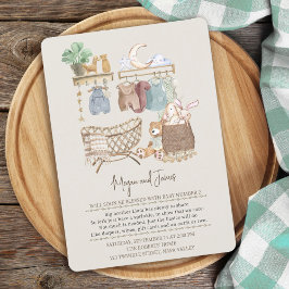 Invitación Boho Nursery Bebé Neutral Sprinkle