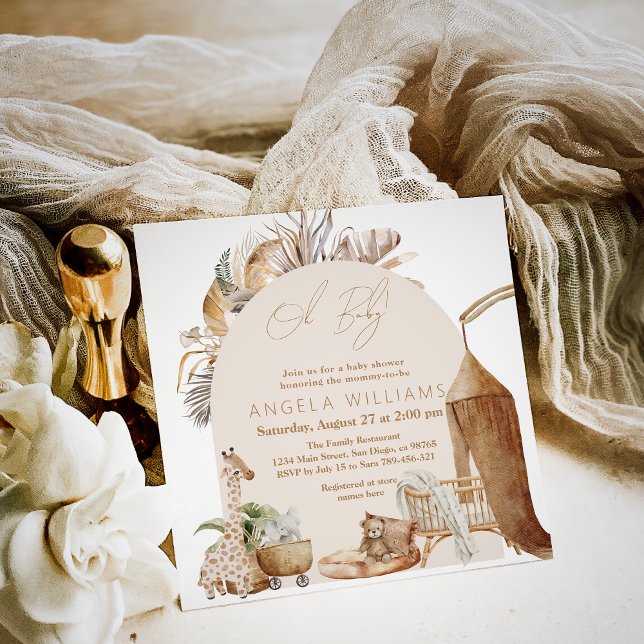 Invitación Boho Nursery Modern Elegant Baby Shower (Subido por el creador)