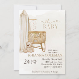 Invitación Boho Nursery Teddy Bear ducha de bebé