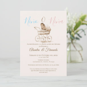 Invitación Boho o Boho Baby Stroller Género revelar invitació