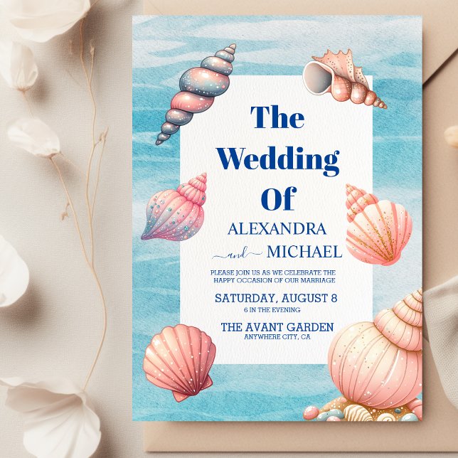 Invitación Boho Ocean Seasheles Coral Beach Boda único (Subido por el creador)