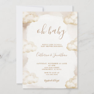 Invitación Boho Oh Baby Fiesta de Bebé Nube Género Neutral