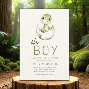 Invitación Boho Oh Boy Dinosaur Baby Shower