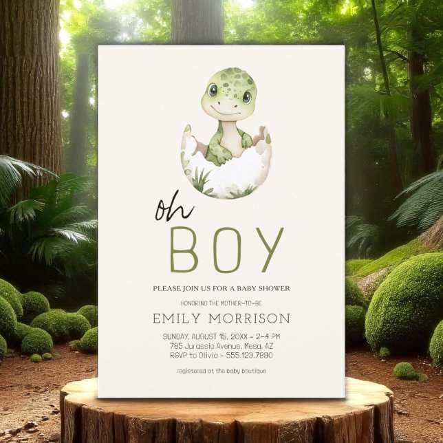 Invitación Boho Oh Boy Dinosaur Baby Shower (Subido por el creador)