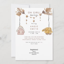 Invitación Boho Oh Chica Ropa Baby Shower III