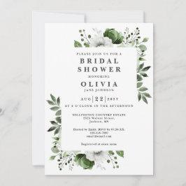 Invitación Boho Olive Green Elegent Floral Bridal Shower