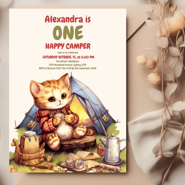 Invitación Boho One Happy Camper Primer Fiesta de cumpleaños (Subido por el creador)