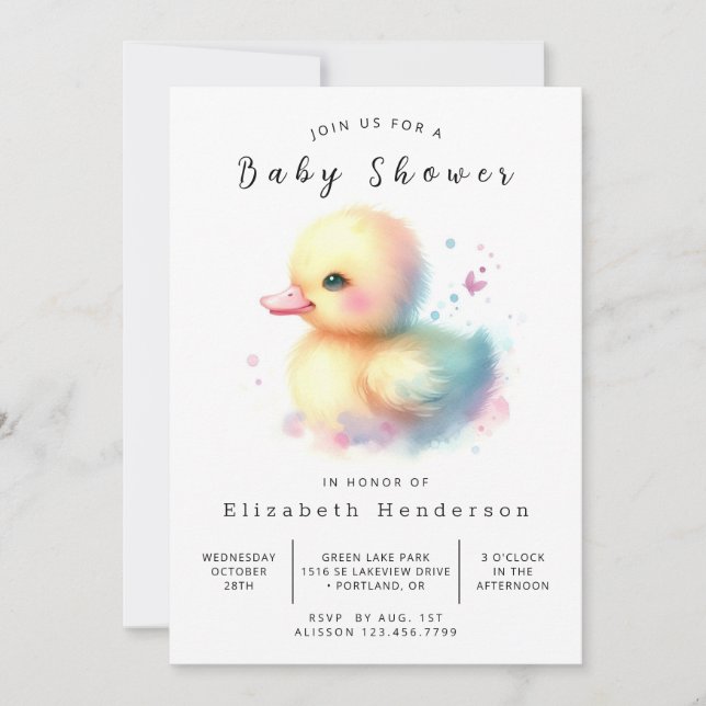 Invitación Boho Online Duck Baby Shower (Anverso)