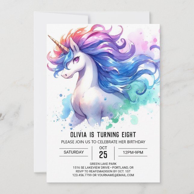 Invitación Boho Online Horse Birday (Anverso)