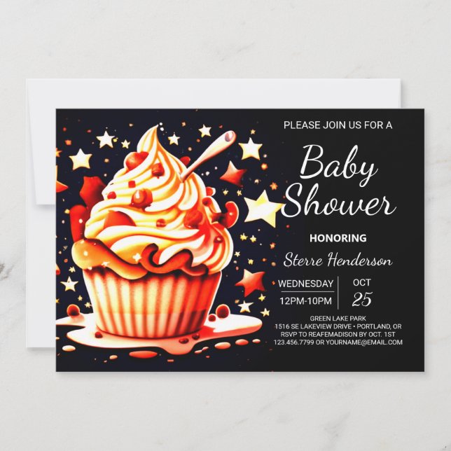 Invitación Boho Online Little Muffin Boy Baby Shower (Anverso)