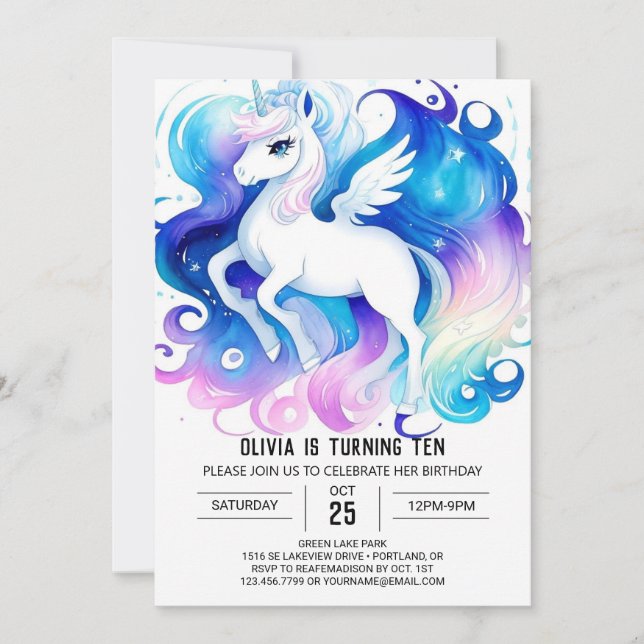 Invitación Boho Online Pony Birday (Anverso)