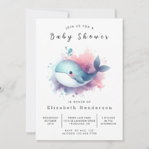 Invitación Boho Online Whale Baby Shower