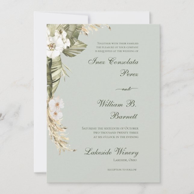 Invitación Boho Orchid Sage Boda (Anverso)