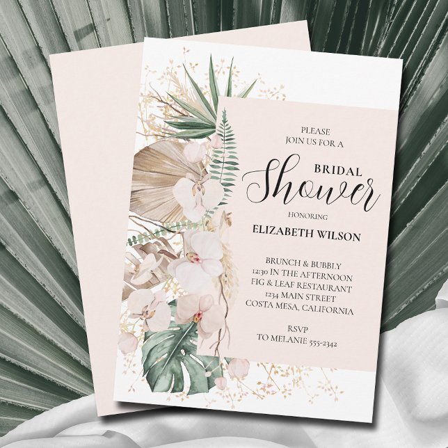 Invitación Boho Orchids Palms Bridal Shower (Subido por el creador)