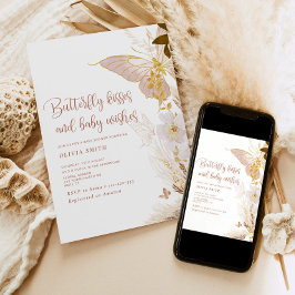 Invitación Boho oro Butterfly besa una ducha de bebé