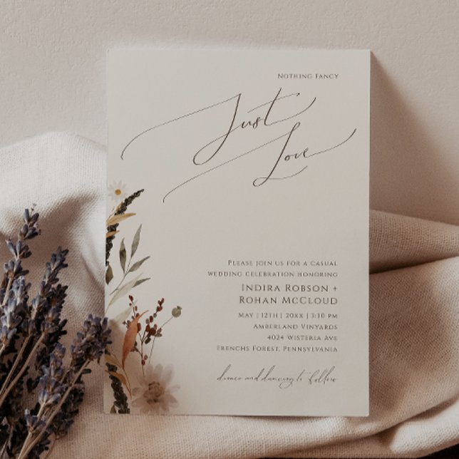 Invitación Boho Otoño Beige Nada Fancy Sólo Love Boda (Subido por el creador)