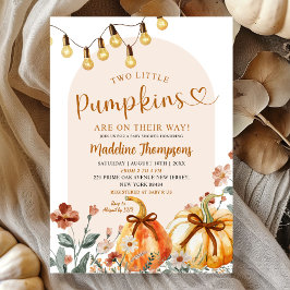 Invitación Boho Otoño Dos Pequeñas Calabazas Junta Baby Showe
